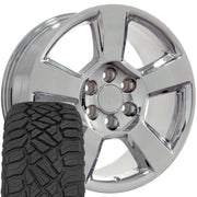 Set(4) 20x9 CV76 Chrome - 6x139.7 +27ET with 275/55r20 Sailun TerraMax RT Tires