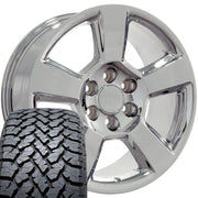 Set(4) 20x9 CV76 Chrome - 6x139.7 +27ET with 275/55r20 TBB TS-37 AT Tires