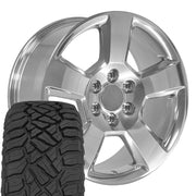 Set(4) 20x9 CV76 Polished - 6x139.7 +27ET with 275/55r20 Sailun TerraMax RT Tires