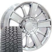 20" Replica Wheels fit Chevrolet Silverado 1500 - CV77 Chrome 20x9, Sailun Tires Set