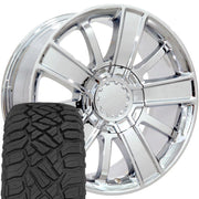 Set(4) 20x9 CV77 Chrome - 6x139.7 +27ET with 275/55r20 Sailun TerraMax RT Tires
