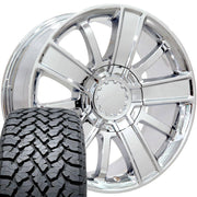 Set(4) 20x9 CV77 Chrome - 6x139.7 +27ET with 275/55r20 TBB TS-37 AT Tires