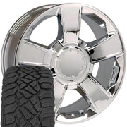 Set(4) 20x8.5 CV79 Chrome - 6x139.7 +30ET with 275/55r20 Sailun TerraMax RT Tires