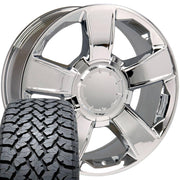 Set(4) 20x8.5 CV79 Chrome - 6x139.7 +30ET with 275/55r20 TBB TS-37 AT Tires