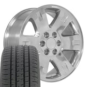 OE Wheels CV81 20x8.5 6x139.7 Polished Wheels 275-55-20 Bridgestone Dueler Alenza HL Plus Tires SET