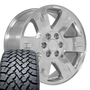 Set(4) 20x8.5 CV81 Polished - 6x139.7 +31ET with 275/55r20 TBB TS-37 AT Tires