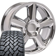 Set(4) 20x8.5 CV83 Chrome - 6x139.7 +31ET with 275/55r20 TBB TS-37 AT Tires