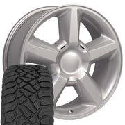 Set(4) 20x8.5 CV83 Gloss Silver - 6x139.7 +31ET with 275/55r20 Sailun TerraMax RT Tires