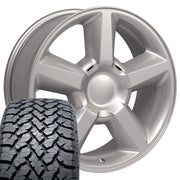 Set(4) 20x8.5 CV83 Gloss Silver - 6x139.7 +31ET with 275/55r20 TBB TS-37 AT Tires