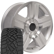 OE Wheels CV84 20x8.5 6x139.7 Gloss Silver Machined Wheels 275-55-20 Sailun TerraMax RT Tires SET