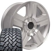 Set(4) 20x8.5 CV84 Gloss Silver Machined - 6x139.7 +31ET with 275/55r20 TBB TS-37 AT Tires