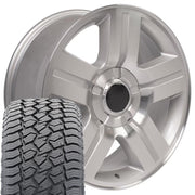 Set(4) 22x9 CV84 Gloss Silver Machined - 6x139.7 +31ET with 285/45r22 Sailun TerraMax AT2 Tires