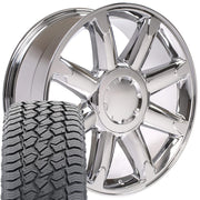 Set(4) 20x8.5 CV85 Chrome - 6x139.7 +31ET with 275/55r20 Sailun TerraMax AT2 Tires