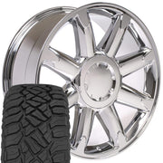 Set(4) 20x8.5 CV85 Chrome - 6x139.7 +31ET with 275/55r20 Sailun TerraMax RT Tires