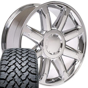 Set(4) 20x8.5 CV85 Chrome - 6x139.7 +31ET with 275/55r20 TBB TS-37 AT Tires