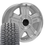 18" Replica Wheels fit Chevrolet Tahoe - CV88 Gloss Silver Machined 18x8, Sailun Tires Set
