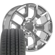 Set(4) 20x9 CV92 Chrome - 6x139.7 +27ET with 275/55r20 Bridgestone Dueler Alenza HL Plus Tires