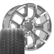 Set(4) 20x9 CV92 Chrome - 6x139.7 +27ET with 275/55r20 Goodyear Eagle LS2 Tires