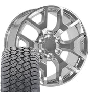 Set(4) 20x9 CV92 Chrome - 6x139.7 +27ET with 275/55r20 Sailun TerraMax AT2 Tires