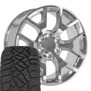 Set(4) 20x9 CV92 Chrome - 6x139.7 +27ET with 275/55r20 Sailun TerraMax RT Tires