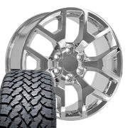 Set(4) 20x9 CV92 Chrome - 6x139.7 +27ET with 275/55r20 TBB TS-37 AT Tires
