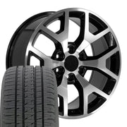 OE Wheels CV92 20x9 6x139.7 Gloss Black Machined Wheels 275/55r20 Bridgestone Dueler Alenza HL Plus Tires SET
