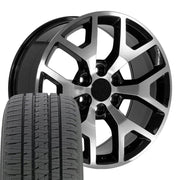 Set(4) 20x9 CV92 Gloss Black Machined - 6x139.7 +27ET with 275/55r20 Bridgestone Dueler Alenza HL Plus Tires