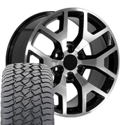20" Replica Wheels fit GMC Sierra 1500 - CV92 Gloss Black Machined 20x9, Sailun Tires Set