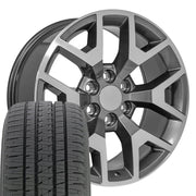 Set(4) 20x9 CV92 Gloss Gunmetal Machined - 6x139.7 +27ET with 275/55r20 Bridgestone Dueler Alenza HL Plus Tires