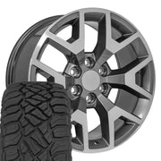 Set(4) 20x9 CV92 Gloss Gunmetal Machined - 6x139.7 +27ET with 275/55r20 Sailun TerraMax RT Tires