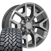 Set(4) 20x9 CV92 Gloss Gunmetal Machined - 6x139.7 +27ET with 275/55r20 TBB TS-37 AT Tires