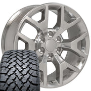 Set(4) 20x9 CV92 Polished - 6x139.7 +27ET with 275/55r20 TBB TS-37 AT Tires