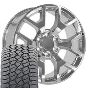 22" Replica Wheels fit GMC Sierra 1500 - CV92 Chrome 22x9, Sailun Tires Set