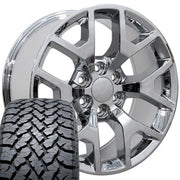 Set(4) 22x9 CV92 Chrome - 6x139.7 +31ET with 285/45r22 TBB TS-37 AT Tires