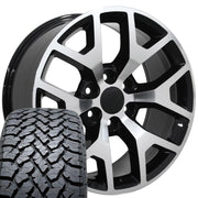 Set(4) 22x9 CV92 Gloss Black Machined - 6x139.7 +31ET with 285/45r22 TBB TS-37 AT Tires