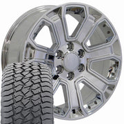 Set(4) 20x8.5 CV93 Chrome with Chrome Insert - 6x139.7 +31ET with 275/55r20 Sailun TerraMax AT2 Tires