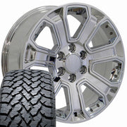 Set(4) 20x8.5 CV93 Chrome with Chrome Insert - 6x139.7 +31ET with 275/55r20 TBB TS-37 AT Tires
