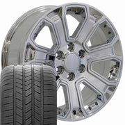 Set(4) 20x8.5 CV93 Chrome with Chrome Insert - 6x139.7 +31ET with 275/55r20 Goodyear Eagle LS2 Tires
