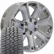 Set(4) 22x9 CV93B Chrome with Chrome Insert - 6x139.7 +24ET with 285/45r22 Sailun TerraMax AT2 Tires
