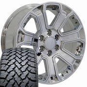 Set(4) 22x9 CV93B Chrome with Chrome Insert - 6x139.7 +24ET with 285/45r22 TBB TS-37 AT Tires