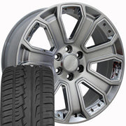 Set(4) 22x9 CV93B Gloss Hyper Black with Chrome Insert - 6x139.7 +31ET with 285/45r22 Ironman iMove GEN 2 SUV Tires