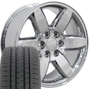 OE Wheels CV94 20x8.5 6x139.7 Chrome Wheels 275-55-20 Bridgestone Dueler Alenza HL Plus Tires SET