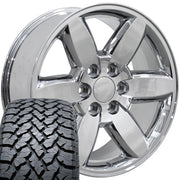 Set(4) 20x8.5 CV94 Chrome - 6x139.7 +31ET with 275/55r20 TBB TS-37 AT Tires