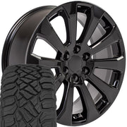 Set(4) 22x9 CV95 Gloss Black - 6x139.7 +28ET with 285/45r22 Sailun TerraMax RT Tires