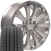 Set(4) 22x9 CV95 Polished - 6x139.7 +28ET with 285/45r22 Bridgestone Dueler Alenza HL Tires