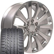 Set(4) 22x9 CV95 Polished - 6x139.7 +28ET with 285/45r22 Goodyear Eagle Sport Tires