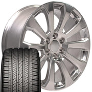 Set(4) 22x9 CV95 Polished - 6x139.7 +28ET with 285/45r22 Goodyear Eagle Touring Tires