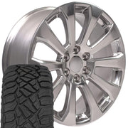 Set(4) 22x9 CV95 Polished - 6x139.7 +28ET with 285/45r22 Sailun TerraMax RT Tires