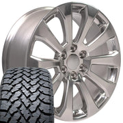 Set(4) 22x9 CV95 Polished - 6x139.7 +28ET with 285/45r22 TBB TS-37 AT Tires