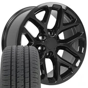 Set(4) 20x9 CV98B Gloss Black - 6x139.7 +24ET with 275/55r20 Bridgestone Dueler Alenza HL Plus Tires